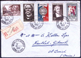 1952-Francia Raccomandata Per Zurigo Con Bella Affrancatura Multipla - Cartas & Documentos