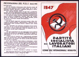 1947-tessera Programma Del P.S.L.I. PARTITO SOCIALISTA LAVORATORI ITALIANI - Cartes De Membre