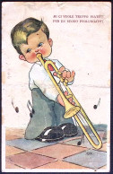 1945-cartolina Con Piega Annullo Posta Militare N.179 Del 2.2, Bambino Che Suona - Weltkrieg 1939-45