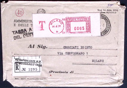 1957-tassazione Affrancatura Meccanica Rossa Su Striscia Gommata Apposta Su Mod. - 1946-60: Poststempel