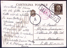 1943-cartolina Postale Con Bollo Muto Di Spalato Del 24.1, Bollo Rosso R.R. Pode - Poststempel