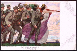 1918-Sempre Avanti! Illustatore Metlicovitz, Bollo Posto Di Ristoro Stazione Di  - Heimat