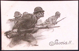 1918-SAVOIA! Per L'assistenza Ai Soldati Illustatore Metlicovitz, Bollo Posto Di - Patriotiques