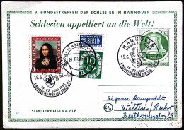 1952-Germania 3 Bundestreffen Der Schlesier In Hannover ,annullo Speciale - Lettres & Documents