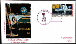 1971-U.S.A. Busta Commemorativa Tematica Spazio Apollo 14 L'uomo Sulla Luna - Cartas & Documentos