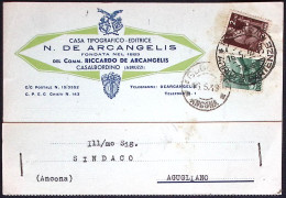 1949-cartolina Con Intestazione Pubblicitaria Casa Editrice De Arcangelis Di Cas - 1946-60: Poststempel