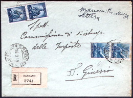 1949-raccomandata Con Dicitura A Penna Manoscritti Senza Lettera Affrancata Copp - 1946-60: Storia Postale