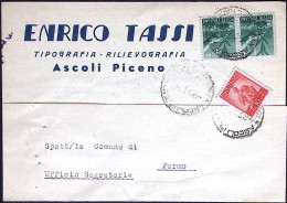 1949-cartolina Intestazione Pubblicitaria Errico Tassi Tipografia Ascoli Piceno  - 1946-60: Storia Postale
