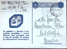 1943-Posta Militare/n.206 C.2 (7.9) Su Cartolina Franchigia, Piega Centrale, For - Guerre 1939-45