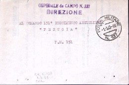 1943-OSPEDALE Da CAMPO N.337 Lineare Su Piego Posta Militare N.137 (1.3) - Guerra 1939-45