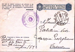 1943-Posta Militare/n.169 C.2 (2.9) Su Cartolina Franchigia, Fori Spillo - Guerra 1939-45