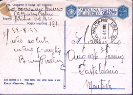 1943-Posta Militare/n.181 C.2 (31.8) Su Cartolina Franchigia Renzo Mazzorin Fang - Guerra 1939-45