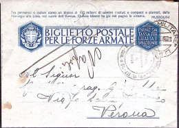 1943-Posta Militare/n.177 C.2 (1.9 Cat.Marchese P.ti 10) Su Biglietto Franchigia - War 1939-45