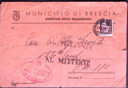 1946-AL MITTENTE Lineare Su Busta, Affrancata Democratica Lire 2 Al Verso P.M. N - Weltkrieg 1939-45