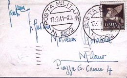 1941-Posta MILIARE/n. 202 C.2 (17.2) Su Busta, Affrancata PA C.50 - Weltkrieg 1939-45
