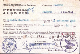 1944-R.S.I. Polizia Repubblica Italiana Permesso Rilasciato A Paderno(5.5)piega  - Storia Postale