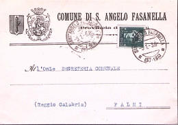 1936-S.ANGELO FASANELLA C.2 (9.1) Su Cartolina Affrancata Imperiale C.15 - Poststempel