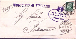 1944-FISCIANO C.2 (22.9) Su Piego Affrancato Imperiale C.25 - Marcophilie