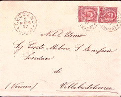 1897-CECCANO C1 (9.2) Su Busta Affrancata Effigie Coppia C.10 - Poststempel