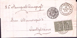 1890-CITTADELLA C1 (10.3) Su Stampa Affrancata CIFRA Coppia C.1 - Marcophilie