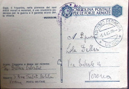 1943-1 BASE TRADOTTE MILITARI Manoscritto Su Cartolina Franchigia Tarvisio (5.4) - Guerre 1939-45