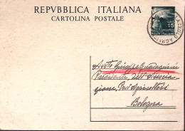 1950-Cartolina Postale Democratica Lire 15 Viaggiata - 1946-60: Marcophilie