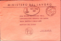 1945-R.S.I. MINISTERO DEL LAVORO Ovale E Posta Civile/391 C.2 (31.3) Su Busta No - Marcofilía