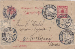 Bayern: Kartenbrief 1904 Von Nürnberg Nach Schweden - Storia Postale