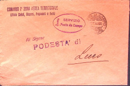 1944-R.S.I. COMANDO 1 ZONA TERRITORIALE Lineare In Gomma Viola Su Busta Di Servi - War 1939-45