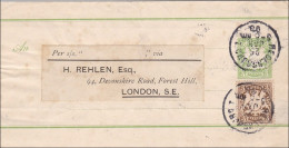 Bayern: 1893: Streifband Von Regensburg Nach London - Postal  Stationery