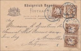 Bayern: 1898: Ganzsache Von München Nach Belgien - Postwaardestukken