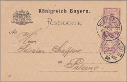 Bayern: 1888 Von Nürnberg Nach Palermo - Covers & Documents