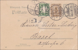 Bayern: 1908: Ganzsache Nach Basel - Postwaardestukken