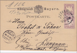 Bayern: 1882, Ganzsache Von Regensburg Nach Langnau/Emmenthal In Der Schweiz - Entiers Postaux