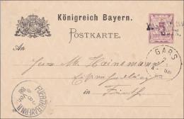 Bayern: 1888, Ganzsache Postablagestelle Nach Fürth - Entiers Postaux