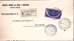 1953-PATTO ATLANTICO Lire 60 Isolato Su Piego Raccomandato Ascoli Piceno (20.10) - 1946-60: Marcophilie