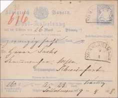 Bayern: 1878 Post-Anweisung Von Sommerhausen Nach Schweinfurt - Lettres & Documents