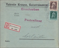 Bayern: 1913, Postauftrag Innerhalb Von Kaiserslautern - Cartas & Documentos
