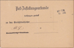 Bayern: 1885, Postzustellungsurkunde Von Kelheim Nach Wettenburg - Briefe U. Dokumente