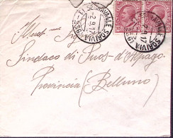 1917-SERRAVALLE SCRIVIA C.2 (2.9) Su Busta Affrancata LEONI Coppia C.10 - Poststempel