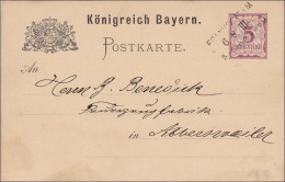 Bayern: 1883, Postkarte Von Frankfurt/M Nach Albersweiler - Brieven En Documenten