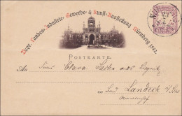 Bayern: Ganzsache 1889 Landes- Industrie- Kunst Ausstellung Nürnberg - Covers & Documents