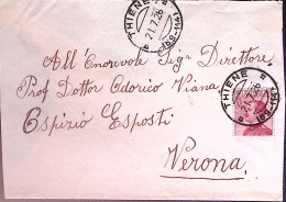 1926-THIENE C.2 (21.7) Su Busta Affrancata Michetti C.60 - Marcophilia