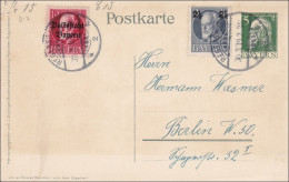 Bayern:  Ganzsache Regensburg - Berlin 1919 - Covers & Documents