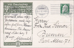 Bayern:  Ganzsache  1912 VIII. Deutsches Sängerbundfest In Nürnberg - Storia Postale