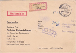 1977:Postsache Einschreiben Berlin Nach Leipzig-Fehlgeleitet Mängel Bei Der PLZ - Storia Postale