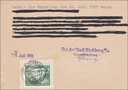 DDR: 1955: Postkarte Der Stadt Kirchberg/Sa "Kleine Fälschung" - Brieven En Documenten