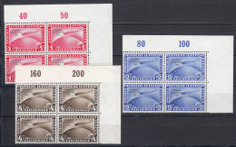 III. Reich: Chicago Fahrt MiNr. 496-498 Im ECKRAND Viererblock - Unused Stamps