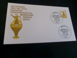 BELLE ENVELOPPE 1ER JOUR FDC "DAUERSERIE SEHENSWURDIGKEITEN BRONZEKANNE REINHEIM BERLIN" ..CACHET BERLIN 12-01-1989 - 1981-1990