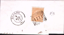 1877-(F=on Piece) AGORDO C.2 +punti (8.6) Su Largo Frammento, Affrancato C.10 - Marcofilie